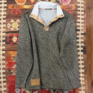 Southern Marsh Gray and Tan Button-Up Pullover